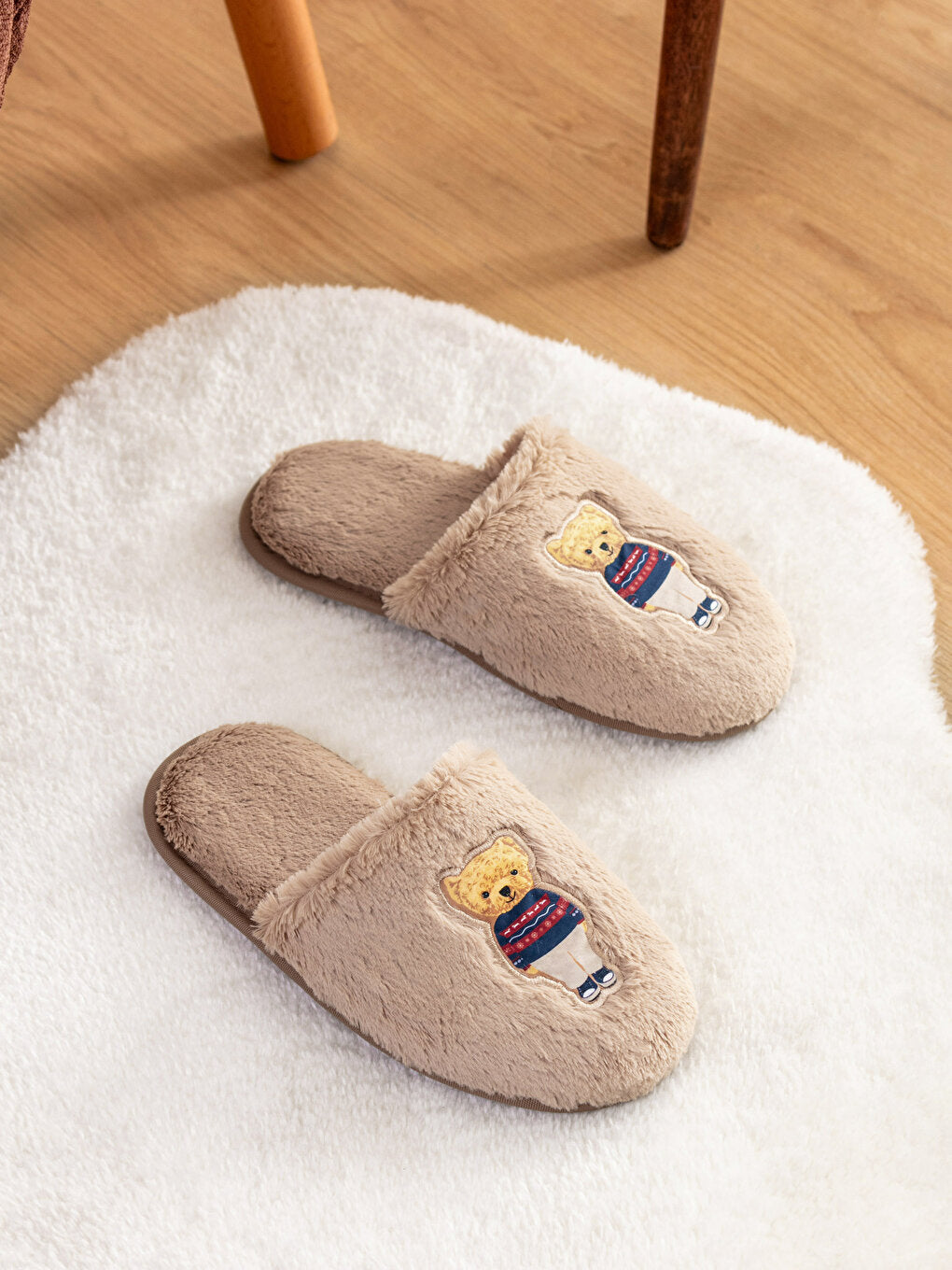 Teddy Bear Embroidered Women's House Slippers