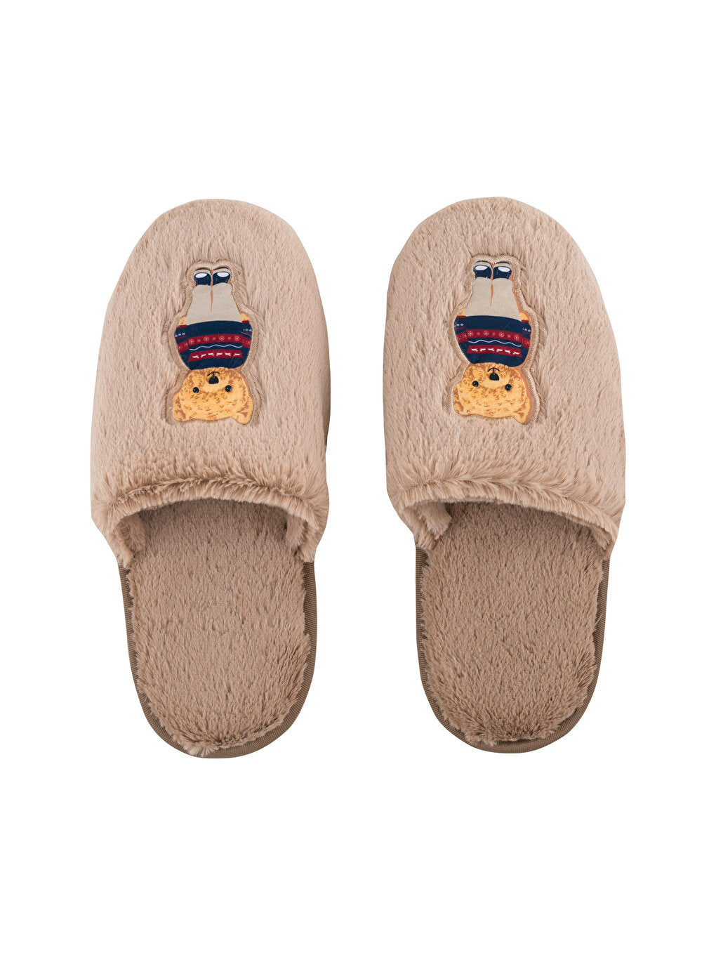 Teddy Bear Embroidered Women's House Slippers