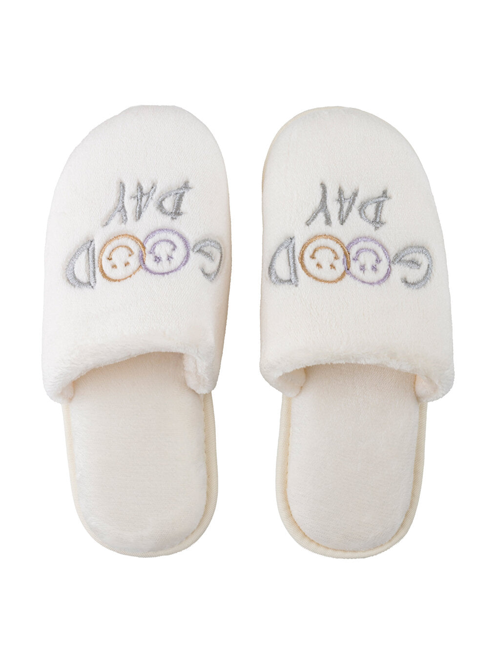 Plush Embroidered Women Home Slippers