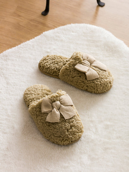 Women's House Slippers with Bow Detail