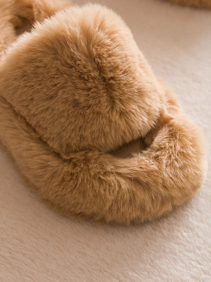 Single Band Plush Women House Slippers