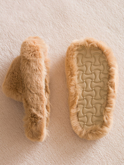 Single Band Plush Women House Slippers