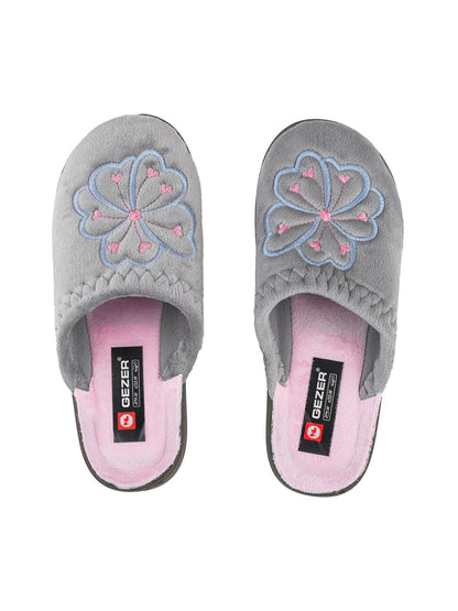 Floral Embroidered Women's House Slippers