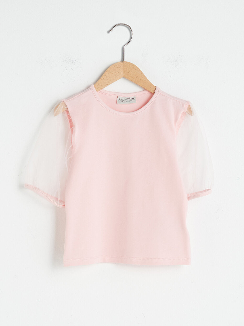 Crew Neck Basic Short Sleeve Girl's Blouse