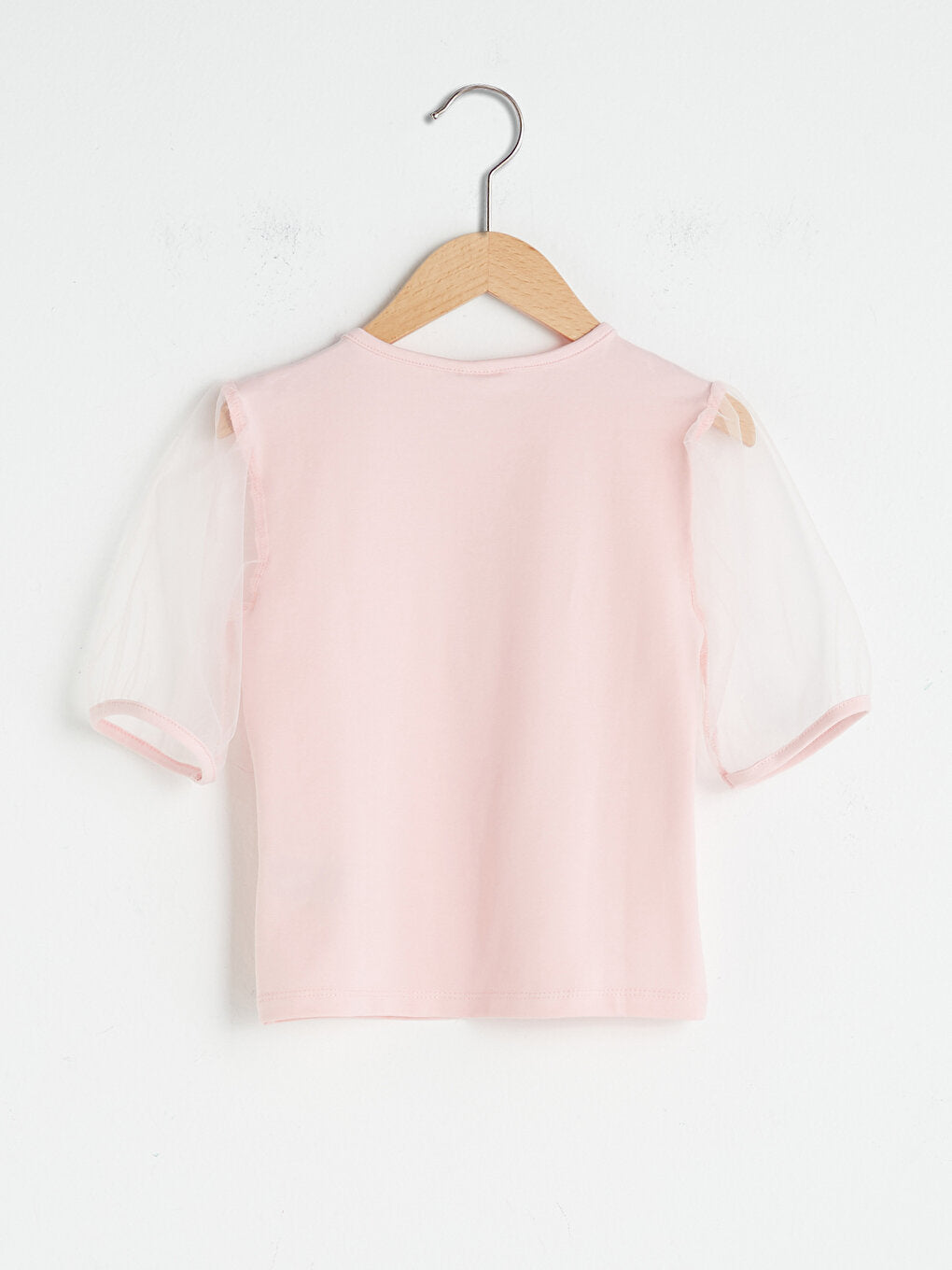 Crew Neck Basic Short Sleeve Girl's Blouse