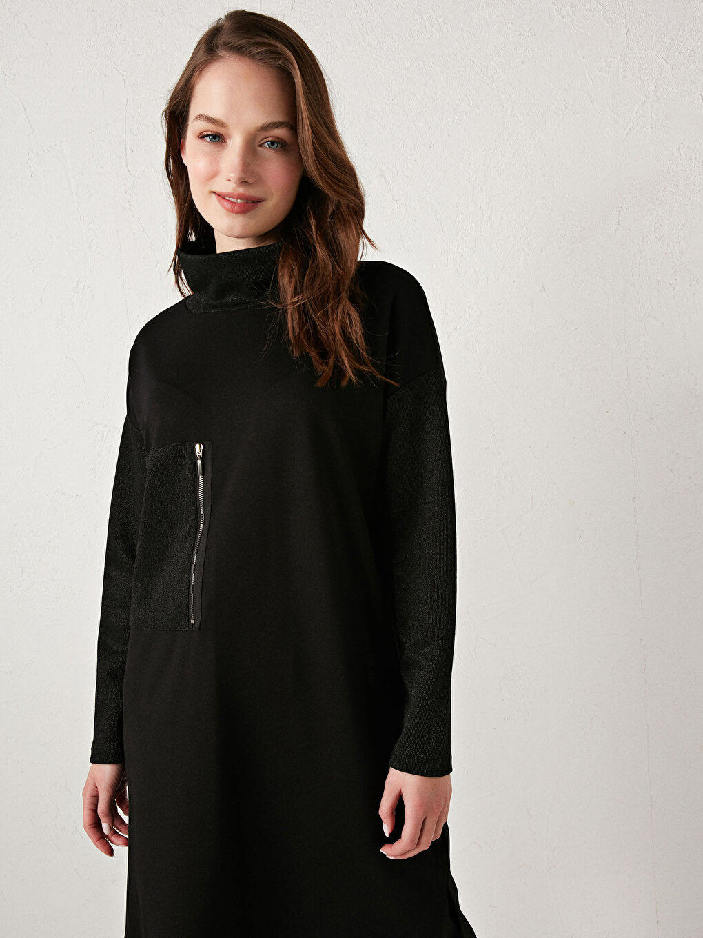 Turtleneck Zipper Detailed Tunic