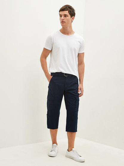 Standard Fit Belted Poplin Men's Shorts