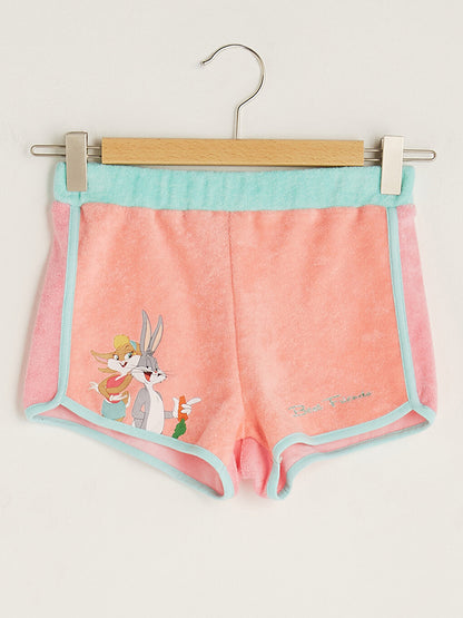 Bugs Bunny Printed Girl's Shorts with Elastic Waist