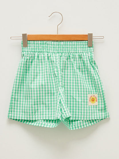 Plaid Girls' Shorts with Elastic Waist