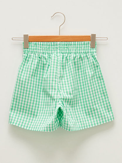 Plaid Girls' Shorts with Elastic Waist