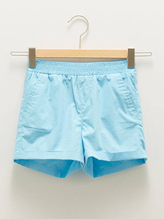 Basic Poplin Girl's Shorts with Elastic Waist