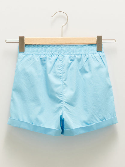 Basic Poplin Girl's Shorts with Elastic Waist