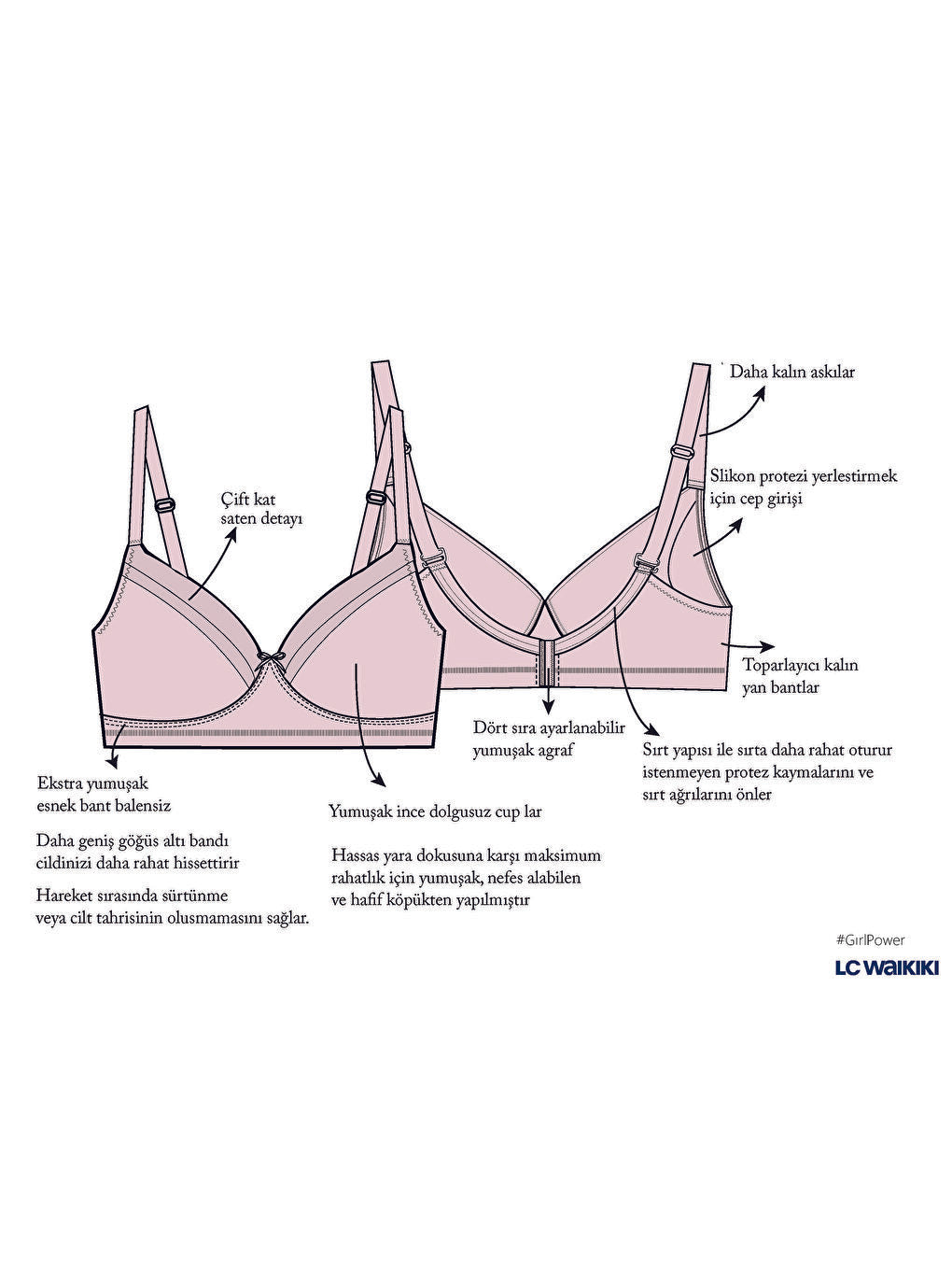 Plain Post-Operation Bra with Adjustable Straps