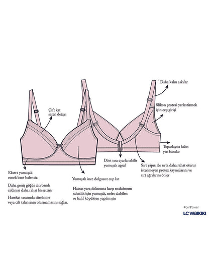 Plain Post-Operation Bra with Adjustable Straps