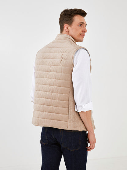 Slim Fit Stand Collar Thick Suede Vest