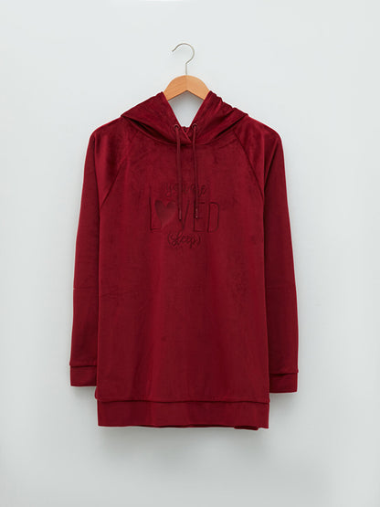 Hooded Embroidered Long Sleeve Velvet Women's Pajama Top