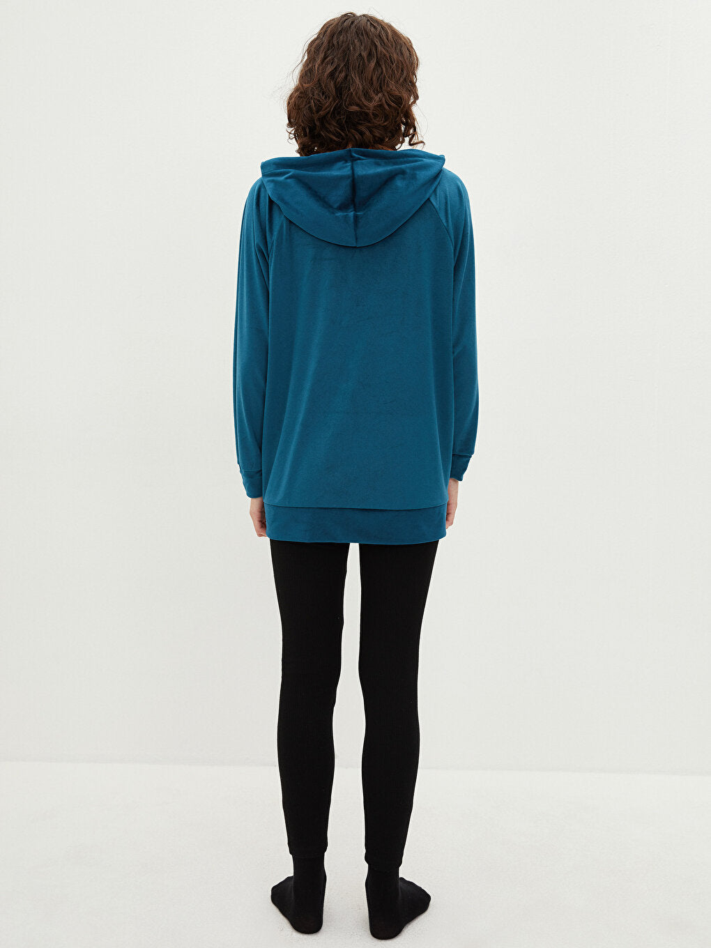 Hooded Embroidered Long Sleeve Velvet Women's Pajama Top