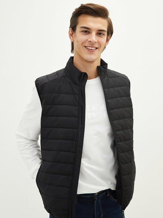 Slim Fit Stand Collar Men's Puffer Vest