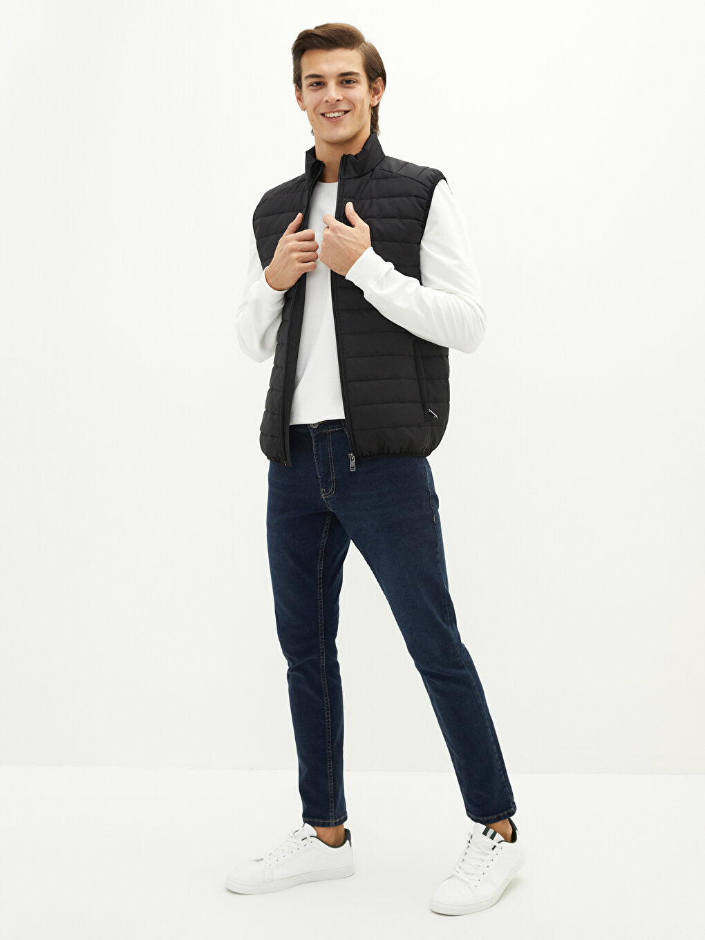 Slim Fit Stand Collar Men's Puffer Vest