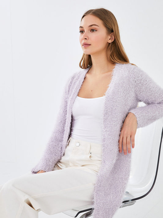 Beard Yarn Long Sleeve Women's Knitwear Cardigan