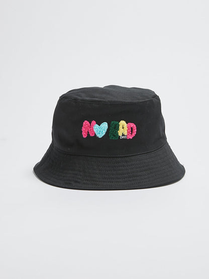 Girl's Slogan Embroidered Bucket Hat