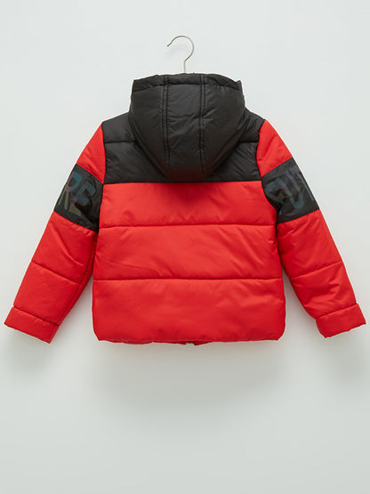 Hooded Color Blocked Boy's Thick Puffer Coat