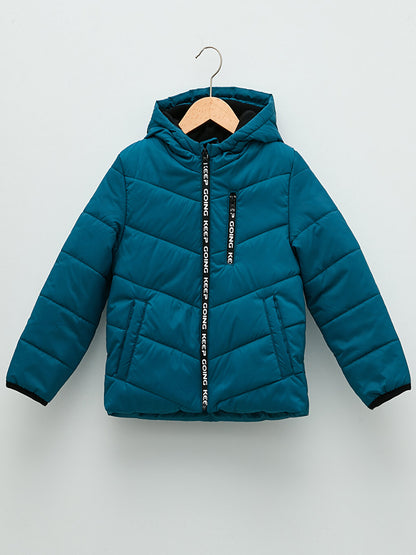 Hooded Printed Boys Puffer Coat