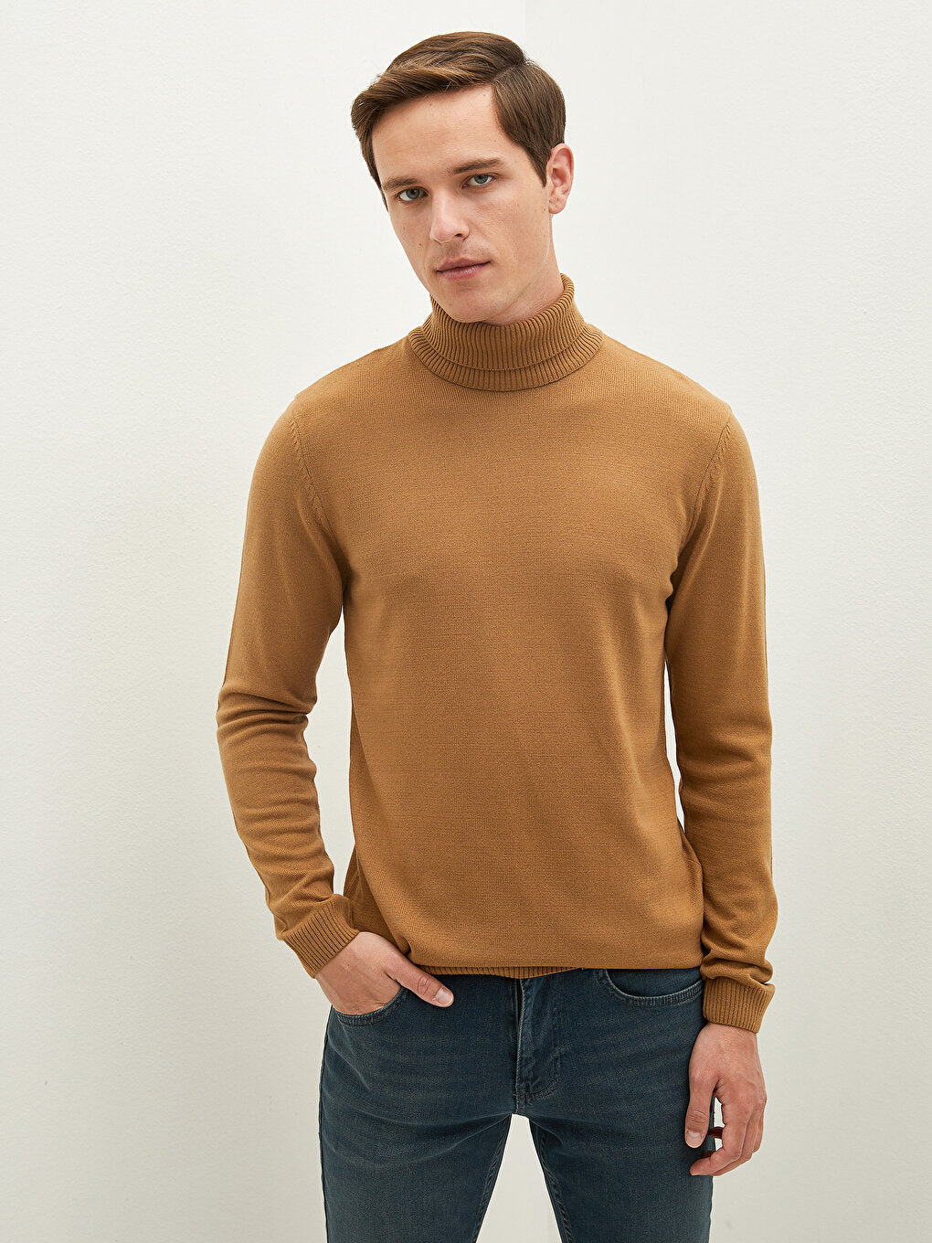 Turtleneck Long Sleeve Thin Men's Knitwear Sweater