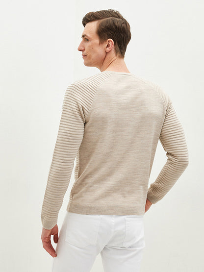 Crew Neck Long Sleeve Striped Thin Men's Knitwear Sweater