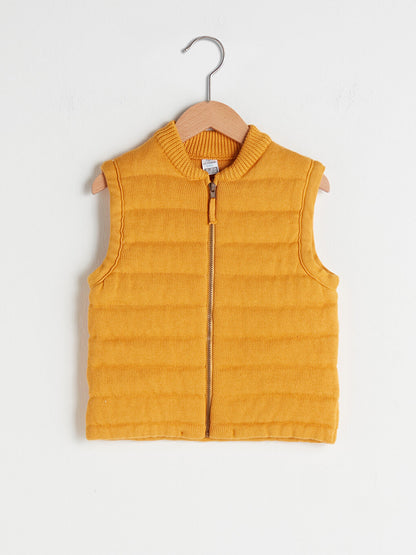 Crew Neck Basic Baby Boy Zipper Vest