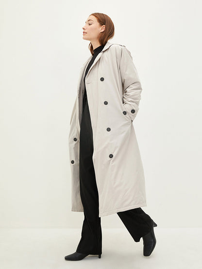 Jacket Collar Straight Long Sleeve Belted Waist Women's Trench Coat