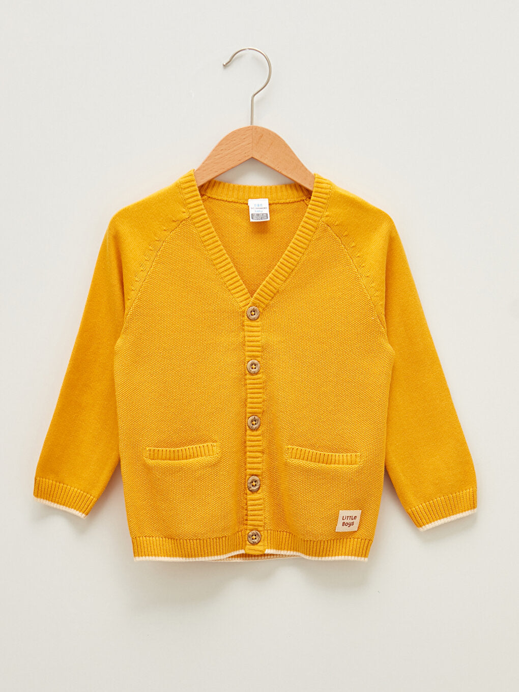 V-Neck Long Sleeve Basic Baby Boy Knitwear Cardigan