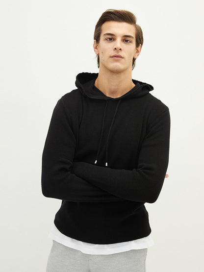 Hooded Long Sleeve Men's Knitwear Sweater