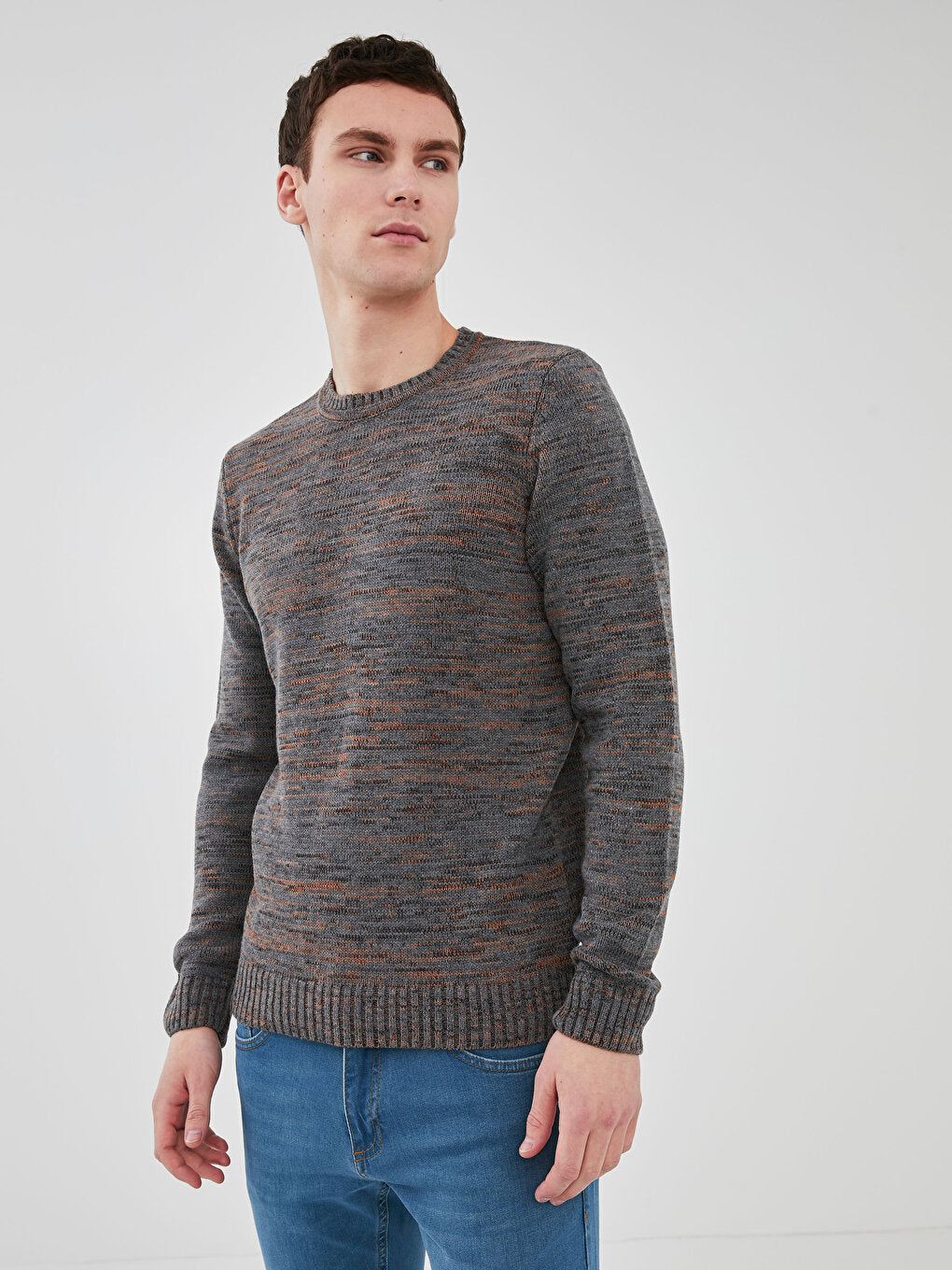 Crew Neck Long Sleeve Men's Knitwear Sweater