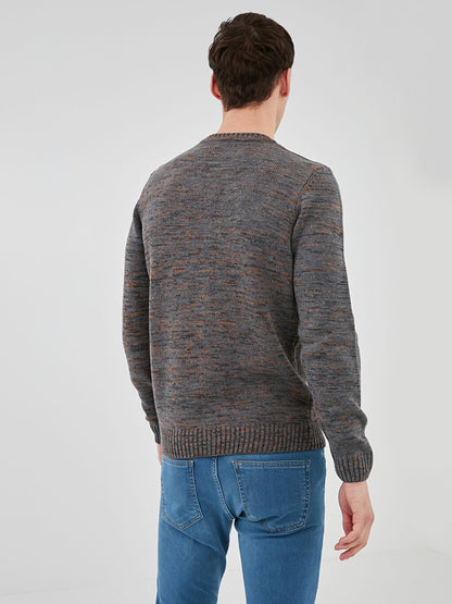 Crew Neck Long Sleeve Men's Knitwear Sweater