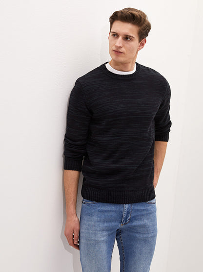 Crew Neck Long Sleeve Men's Knitwear Sweater