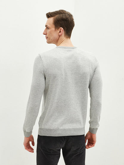 Crew Neck Long Sleeve Men's Knitwear Sweater