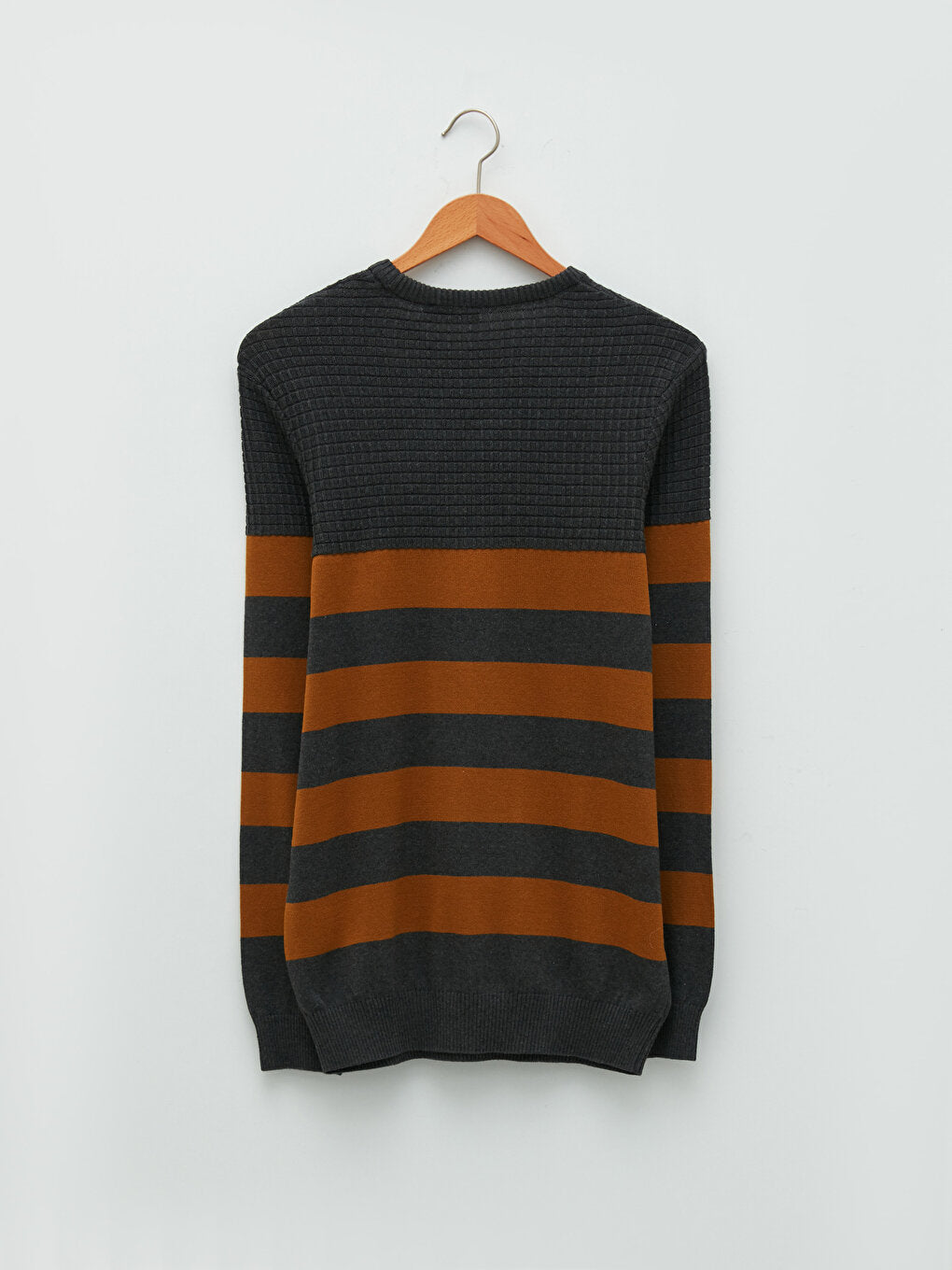 Crew Neck Long Sleeve Striped Men's Knitwear Sweater