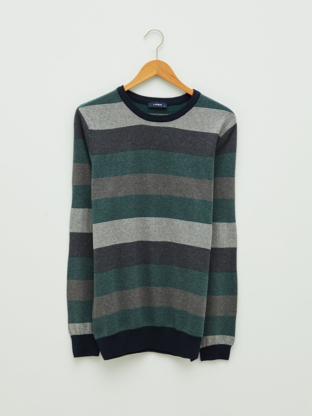 Crew Neck Long Sleeve Color Block Men's Knitwear Sweater