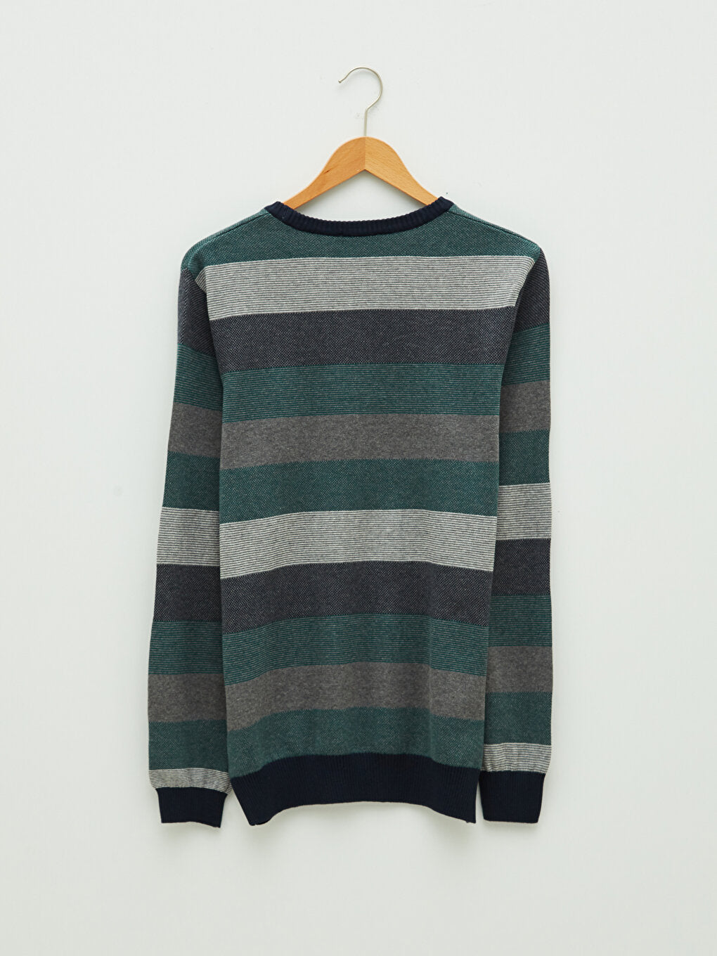 Crew Neck Long Sleeve Color Block Men's Knitwear Sweater