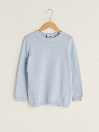 Crew Neck Basic Long Sleeve Girl's Thin Knitwear Sweater