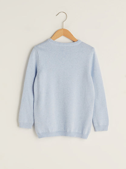 Crew Neck Basic Long Sleeve Girl's Thin Knitwear Sweater