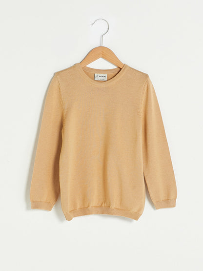 Crew Neck Basic Long Sleeve Girl's Thin Knitwear Sweater