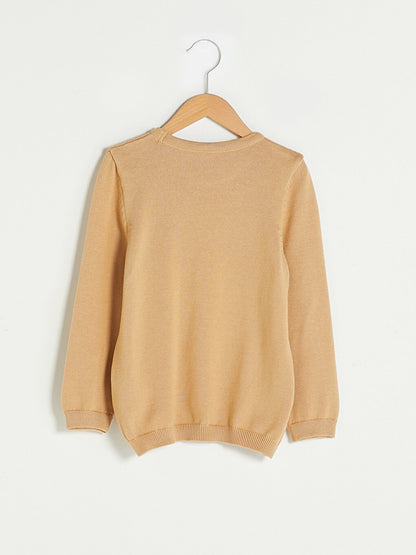 Crew Neck Basic Long Sleeve Girl's Thin Knitwear Sweater