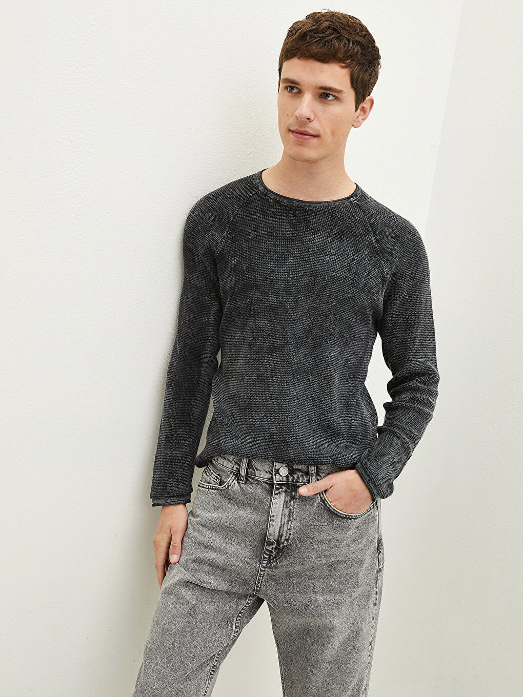 Crew Neck Long Sleeve Men's Knitwear Sweater