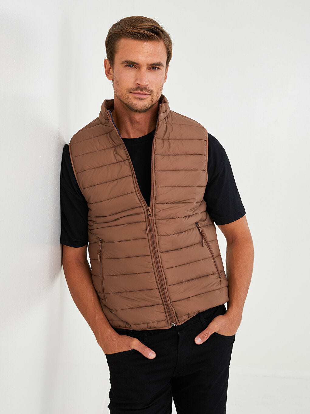 Slim Fit Stand Collar Slim Men's Vest