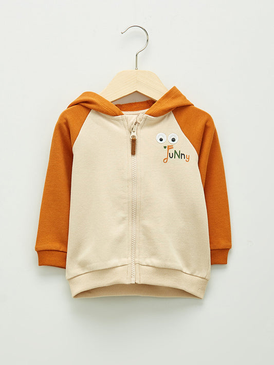 Hooded Long Sleeve Printed Baby Boy Zipper Sweatshirt