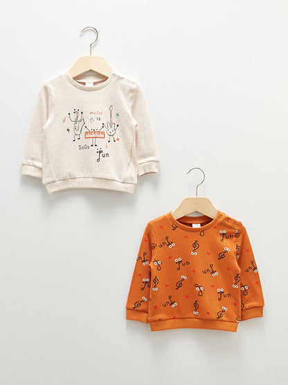 Crew Neck Long Sleeve Printed Cotton Baby Boy Sweatshirt 2-pack