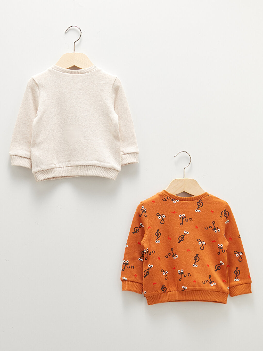 Crew Neck Long Sleeve Printed Cotton Baby Boy Sweatshirt 2-pack