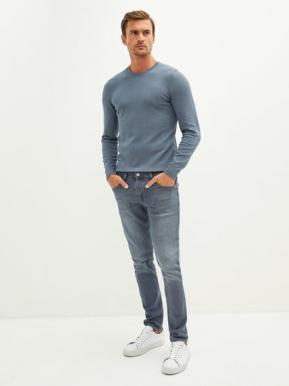 Crew Neck Long Sleeve Thin Men's Knitwear Sweater